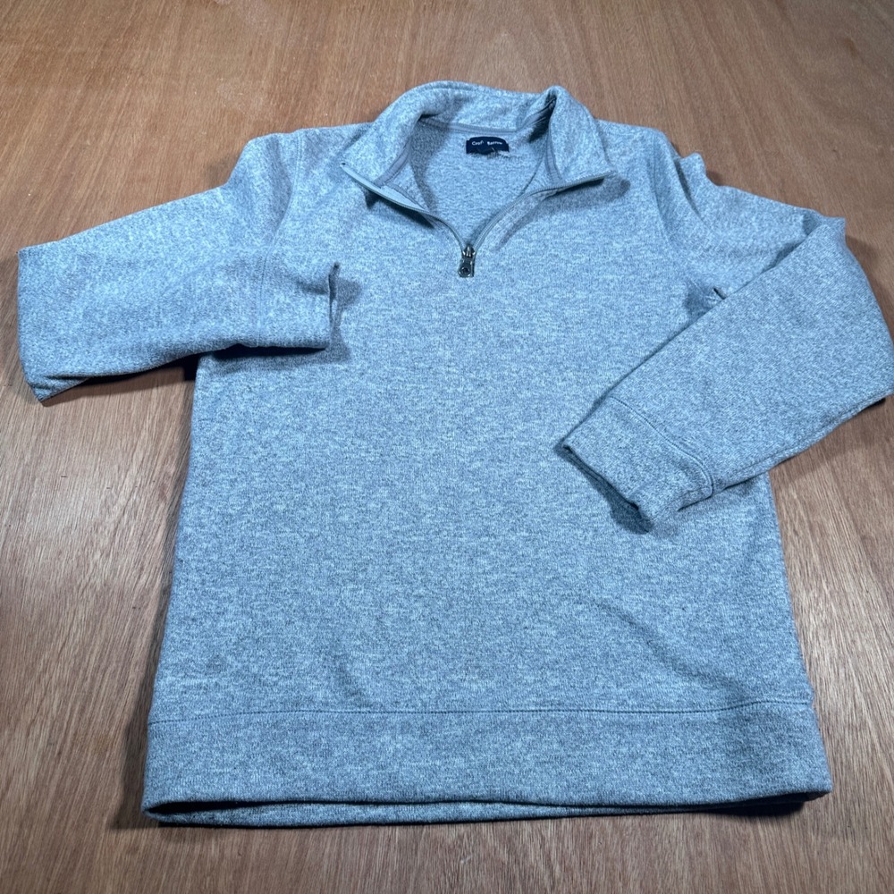 Croft & Barrow Quarter Zip Pullover Mens Small Gray Heathered Knit Sweater